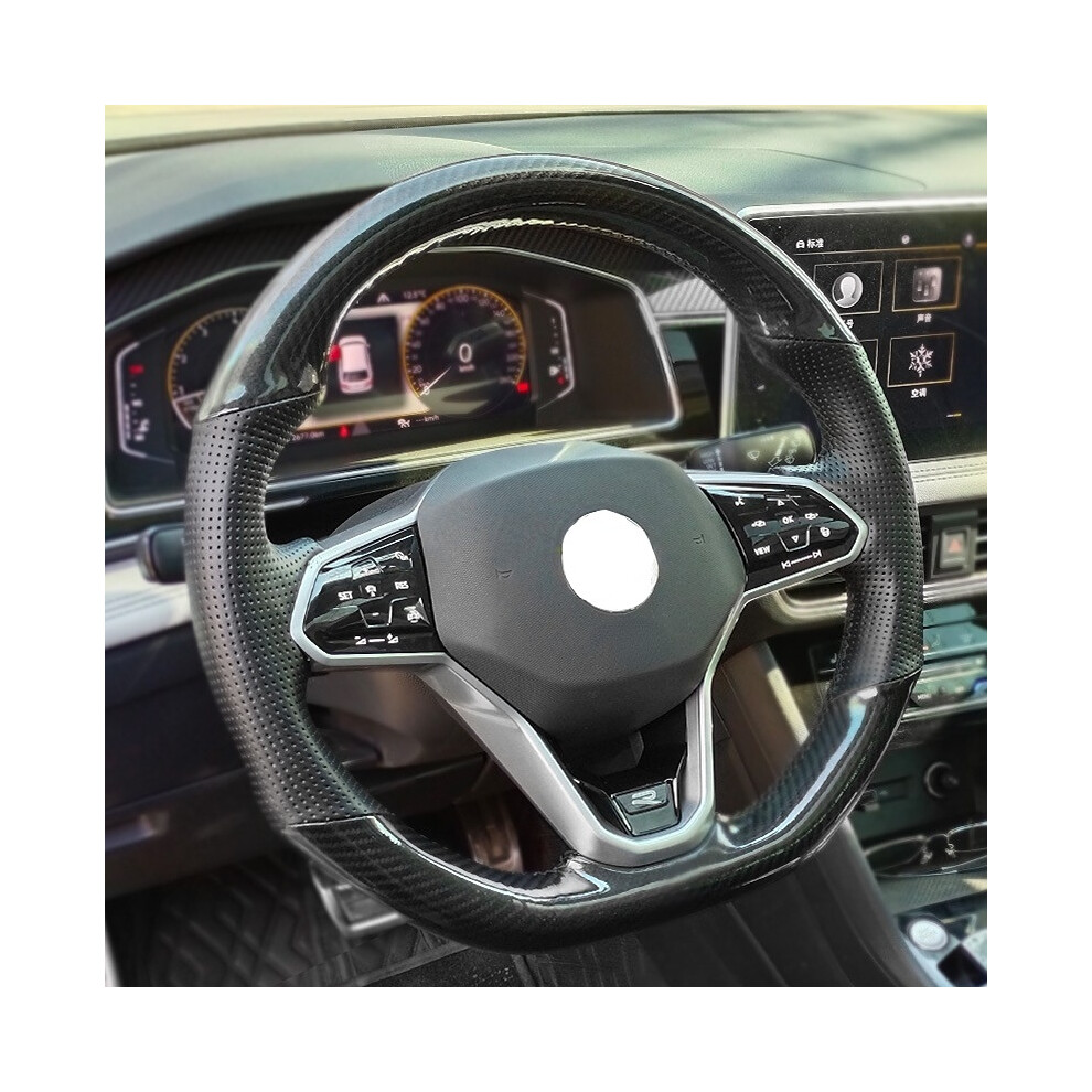 Maxpower (E) Hand-Stitched Soft Black Carbon Fiber Black Suede Car Steering Wheel Cover