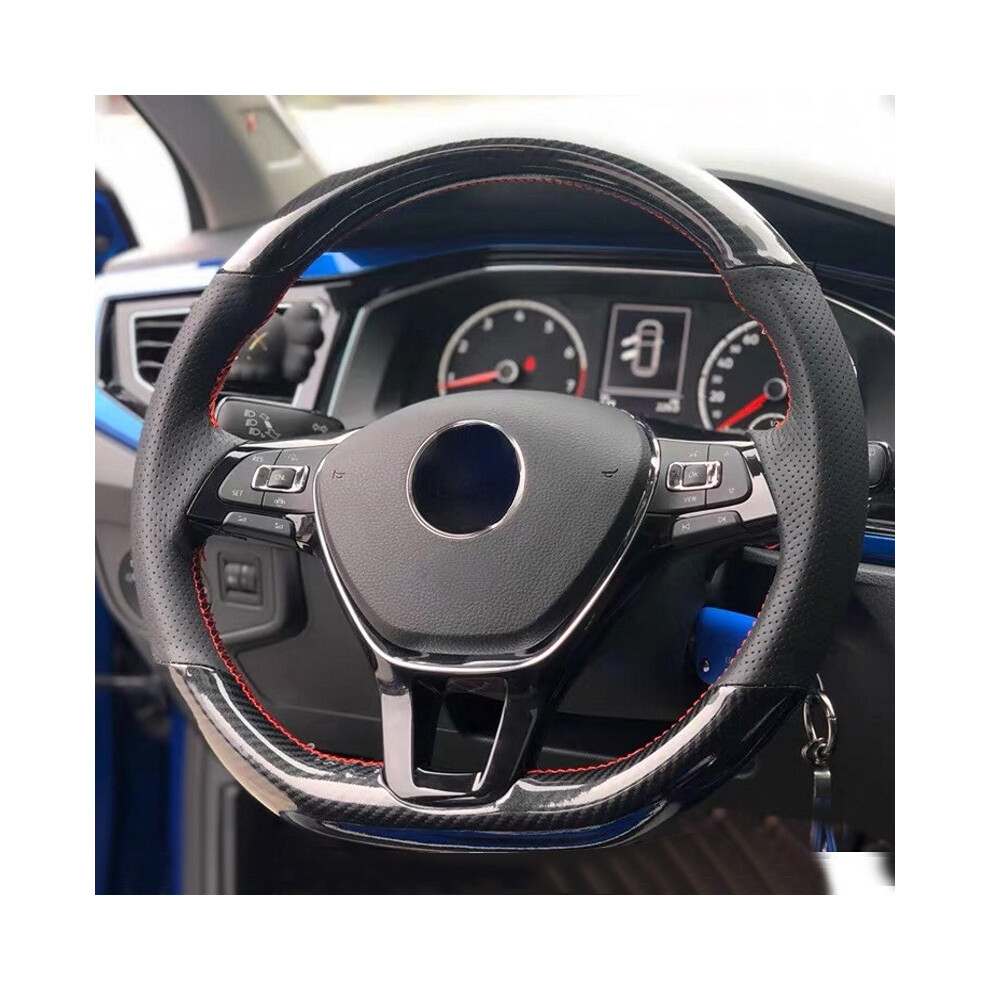 (A) Hand-Stitched Soft Carbon Fiber Suede Car Steering Wheel Cover Black 8293669624775