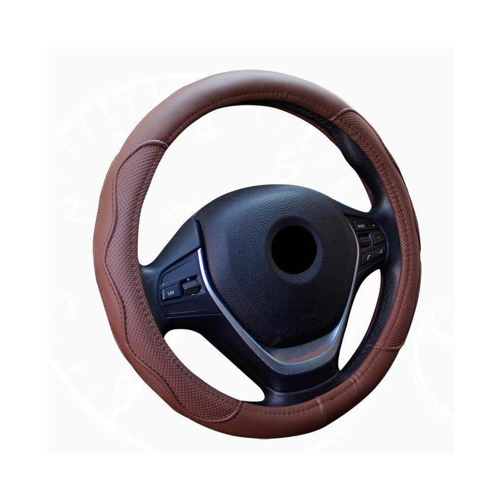 Maxpower (Coffee) Universal 38Cm/15" Diameter Pu Leather Steering Wheel Covers Anti-Slip