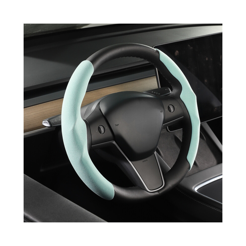 Maxpower (For Tesla-Sky Blue) For Tesla Steering Wheel Cover For Tesla Model 3 Model Y Model S Black