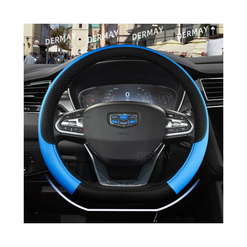(Blue) D Shape Steering Wheel Cover PU Leather for Geely Atlas Emgrand EC7 Coolray-image-OPC-PDZNPDN-NEW