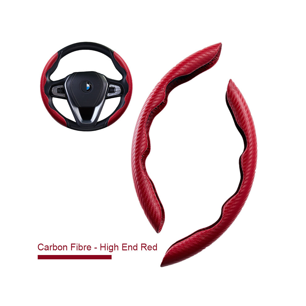 (B) 2Pcs Carbon Fiber Leather Car Steering Cover 1K Micro Fiber Leather Pvc 8293669626045