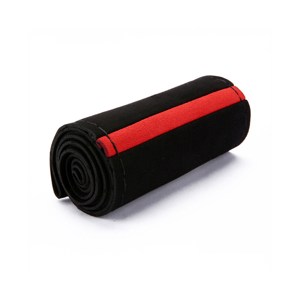 Maxpower ( Wirre) Suede Leather 38Cm Diy Car Steering Wheel Cover Braid With Needles Thread Red/Black