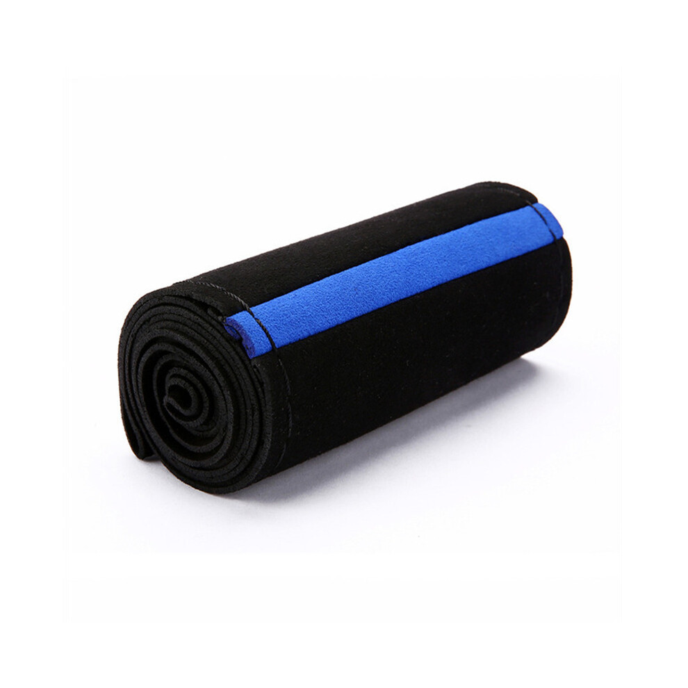 (Blue) Suede Leather 38Cm Diy Car Steering Wheel Cover Braid With Needles Thread Blue 8293669626076