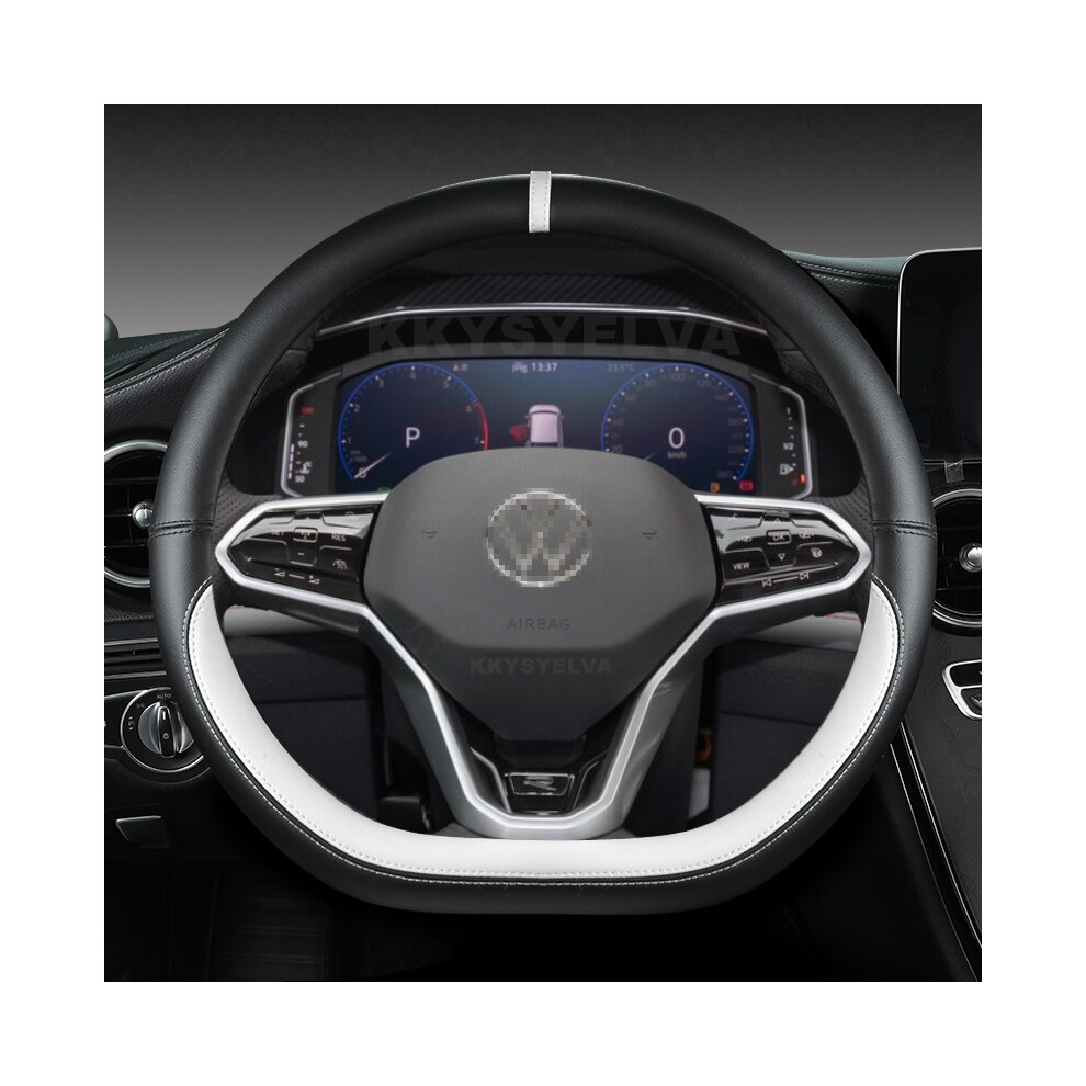 (White) D Shape Car Steering Wheel Cover For Vw Sharan Passat Caddy Touran Tiguan White 8293669644667