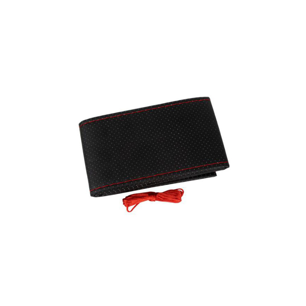 ( Red) Pu Leather Hand Sewing Universal Auto Car Steering Wheel Cover Wrap For Black/Red 8293669612949