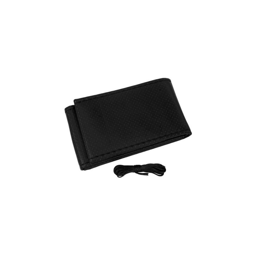(Black) Pu Leather Hand Sewing Universal Auto Car Steering Wheel Cover Wrap For Black 8293669612932