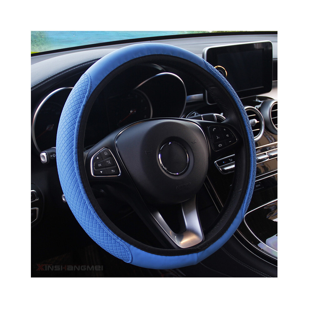 (Blue) 37-39Cm Steering Wheel Cover Braid On The Steering Wheel Cover Cubre Volante Blue 8293669613410