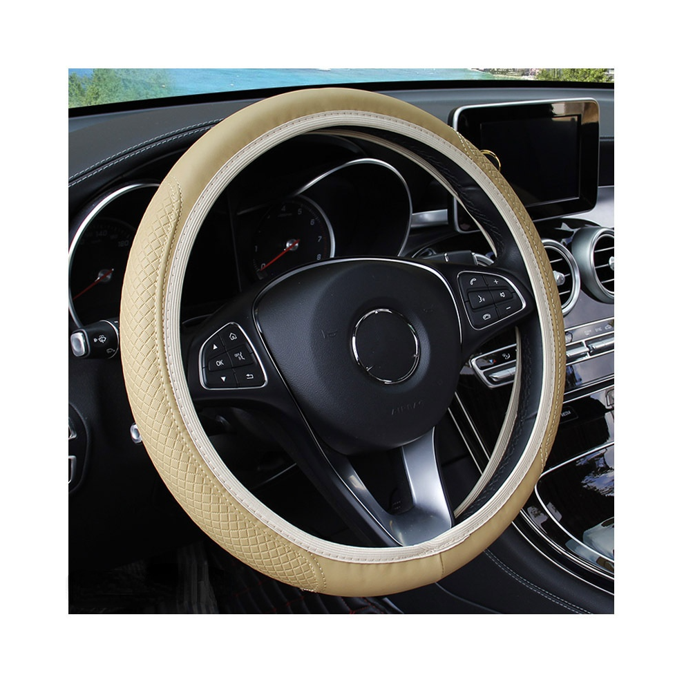 Maxpower (Beige) 37-39Cm Steering Wheel Cover Braid On The Steering Wheel Cover Cubre Volante Beige