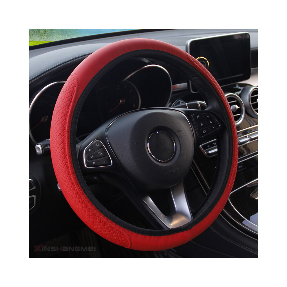 Maxpower (Red) 37-39Cm Steering Wheel Cover Braid On The Steering Wheel Cover Cubre Volante Red