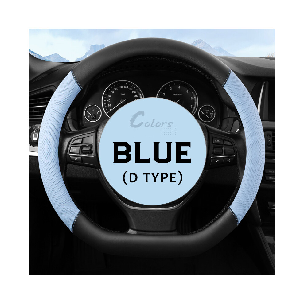 Maxpower ( D Type) Car Steering Wheel Cover Pu Leather D Shape Auto Steering Wheel Cover Blue