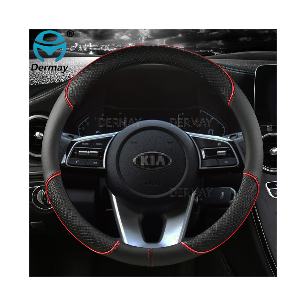 (O shape Red) Microfiber Leather  Car Steering Wheel Cover for Kia Ceed XCeed Ceed SW-image-OPC-PDZNQM6-NEW
