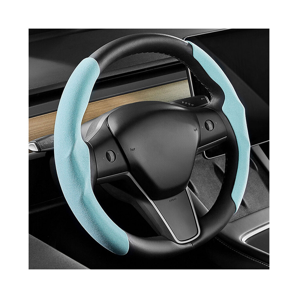 Maxpower (Blue) Steering Wheels Cover For Tesla Model 3 Model Y Suede Non-Slip Car Decor Blue