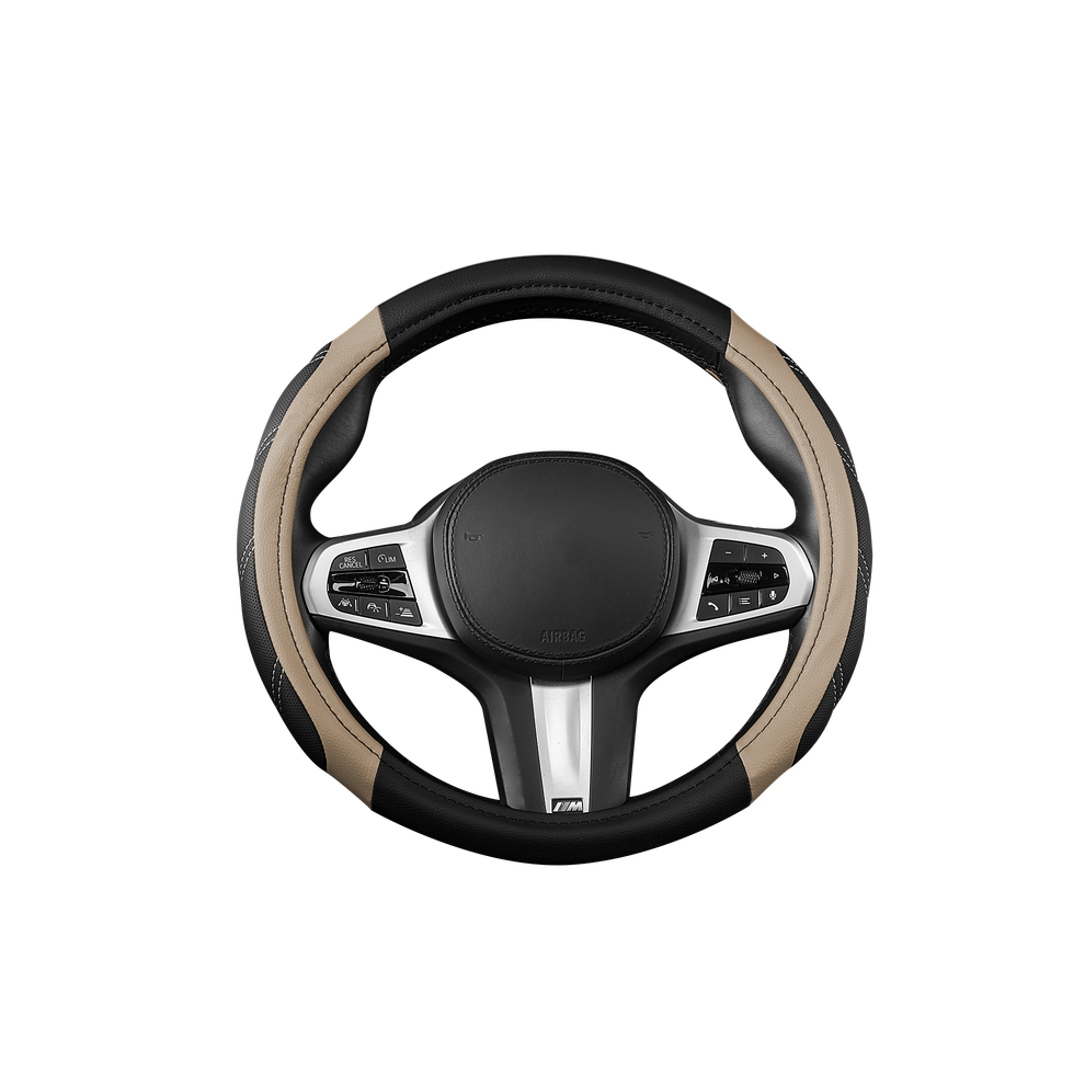 Maxpower (Beige) Car Steering Wheel Cover Breathable Anti Slip Pu Leather Steering Covers
