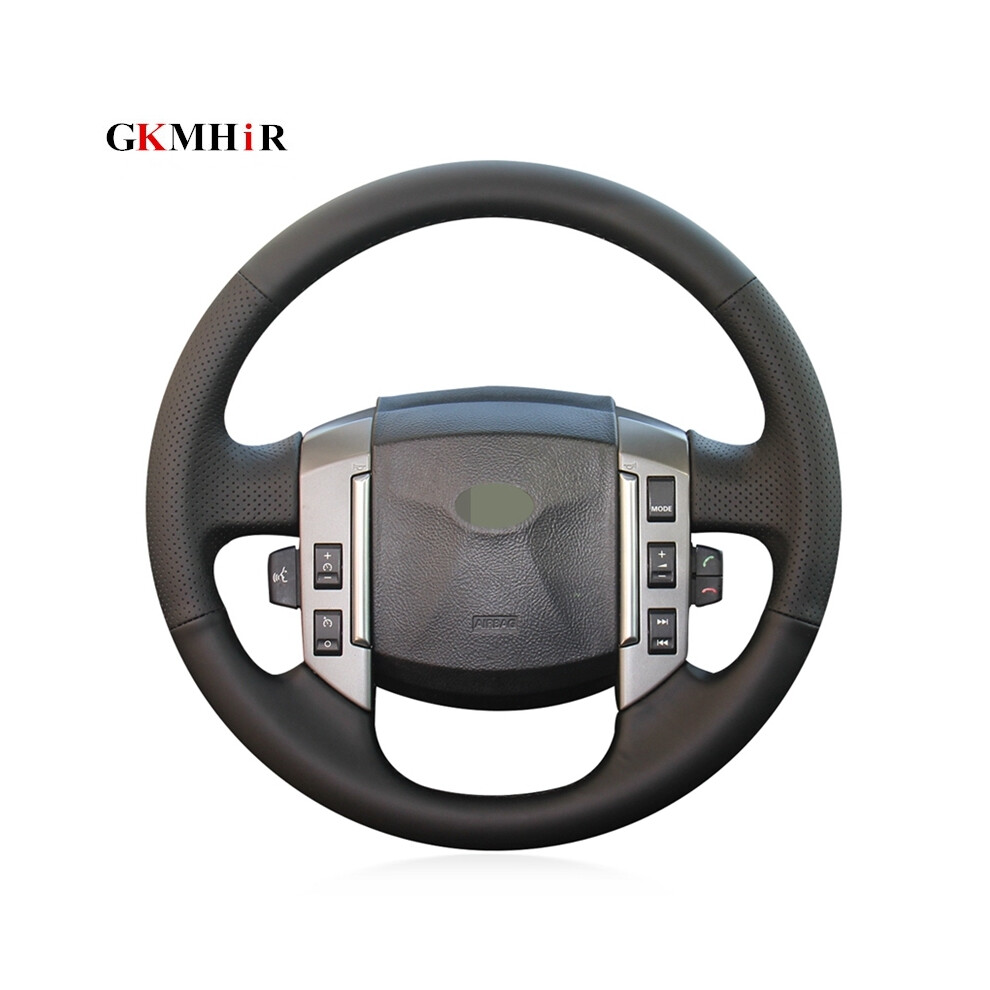 (Blue Thread) Black Artificial Leather Hand-stitched Car Steering Wheel Cover for Land-image-OPC-PDZNRKQ-NEW