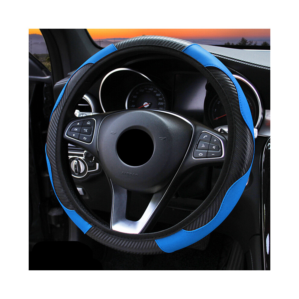 Maxpower (Blue) Universal Car Steering Wheel Cover Breathable Anti Slip Pu Leather Steering