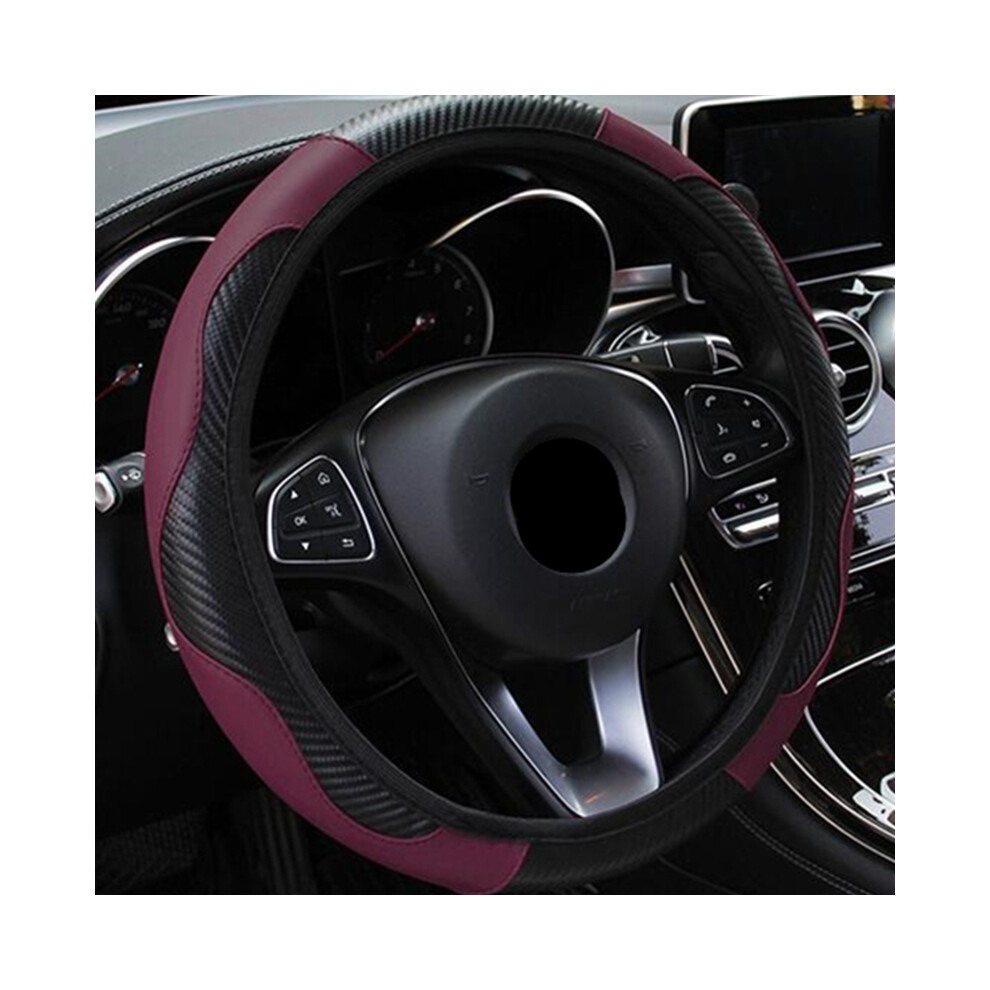 Maxpower (Claret) Universal Car Steering Wheel Cover Breathable Anti Slip Pu Leather Steering