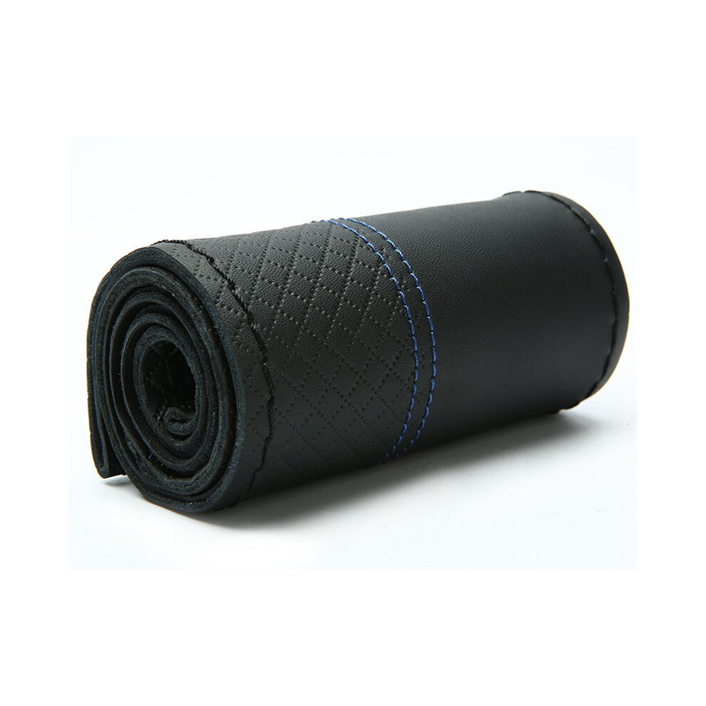 (Blue Thread) 38cm Top Layer Cowhide Soft Genuine Leather Braid Steering Wheel Cover-image-OPC-PDZNRWS-NEW