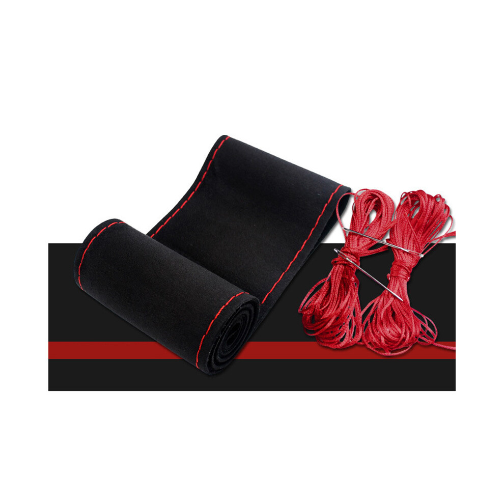 Maxpower (Blackred) 37/38Cm Diy Car Steering Wheel Cover Micro Fiber Leather Car Steering