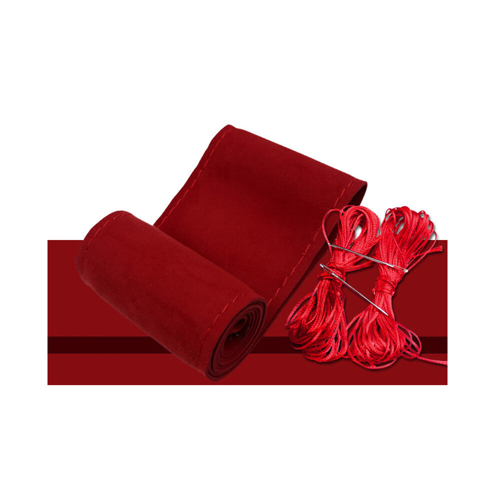 Maxpower (Red) 37/38Cm Diy Car Steering Wheel Cover Micro Fiber Leather Car Steering Red