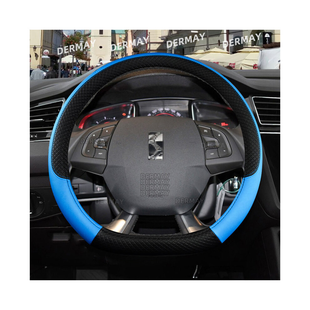 (D Shape ) For Citroen Ds4 Ds5 Ds5 Ds 5Ls Ds6 Ds7 Ds9 Car Steering Wheel Cover Pu Blue 8293669640294