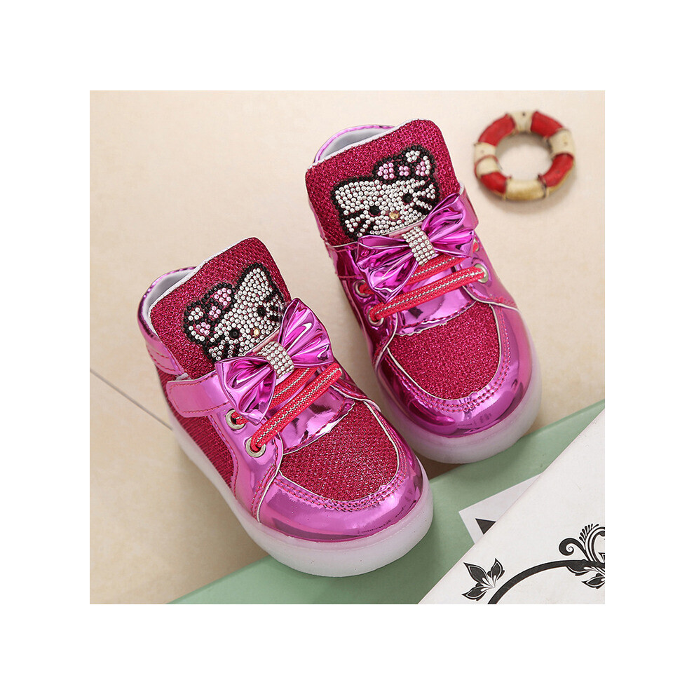 (Red, UK 9) Girls Kids Children Shoes LED Light Shoes Trainers