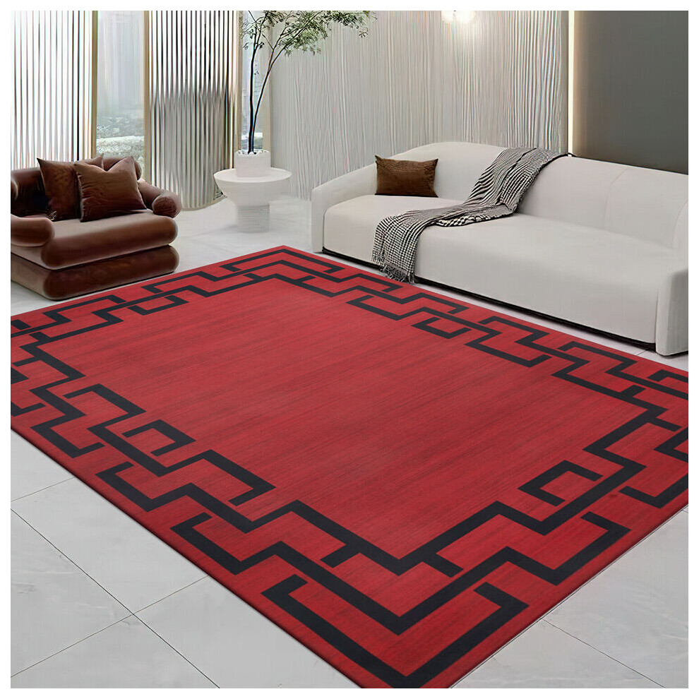 (120 x 170 cm (4 ft x 4 ft 9 in), Lexi Red) Non Slip Modern Rugs Living Room Area Rugs Runner & Door Mats