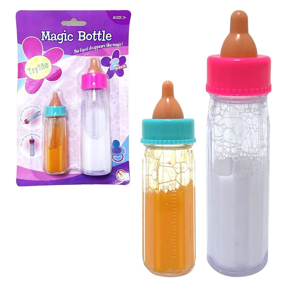 RAM ONLINE Milk Bottle Pretend Play Childrens Baby Doll Magic Feeding Bottles Milk Juice Bottles, Clear