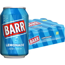 BARR since 1875, 24 Pack Perfect Lemonade, Lemon Flavoured Fizzy Drink - 24 x 330ml Cans