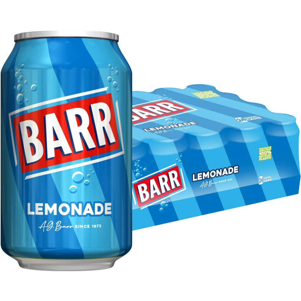 Barr Since 1875, 24 Pack Perfect Lemonade, Lemon Flavoured Fizzy Drink - 24 X 330Ml Cans