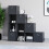 Vida Designs (Black, Black) Durham 10 Cube Staircase Shelf Drawer + 5 Baskets 7