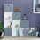 Vida Designs (White, Grey) Durham 10 Cube Staircase Shelf Drawer + 5 Baskets 6