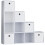 Vida Designs (White, White) Durham 10 Cube Staircase Shelf Drawer + 5 Baskets 1