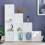 Vida Designs (White, White) Durham 10 Cube Staircase Shelf Drawer + 5 Baskets 6