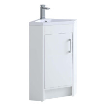Bathroom Corner Vanity Unit & Sink Floorstanding Cabinet 635mm White