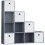 Vida Designs (Grey, White) Durham 10 Cube Staircase Shelf Drawer + 5 Baskets 1