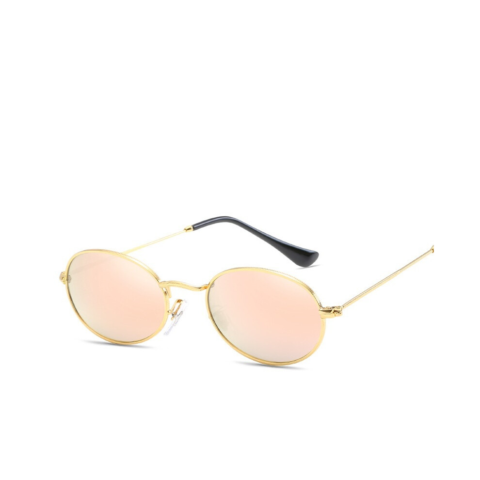(gold pink, AS) Small Oval Mirror Sunglasses For Women Luxury 2023  Men Brand Designer Eyewear Shades Ladies Alloy Sun Glasses UV400 Eyeglasses