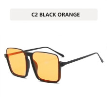 (C2 Black Orange, As the picture) 2024 Women Oversized Sunglasses Luxury Brand Gradient Blusher Pink Lens Classic Sun Glasses Men Big Frame Eyewear UV400