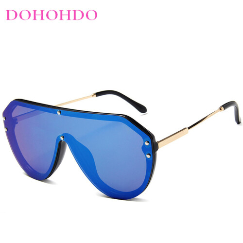 Ice blue As Picture 2023 New Oversized One Piece Sunglasses Women Brand Designer Vintage Rivet Square Sun Glasses Big Frame Female Shades on OnBuy