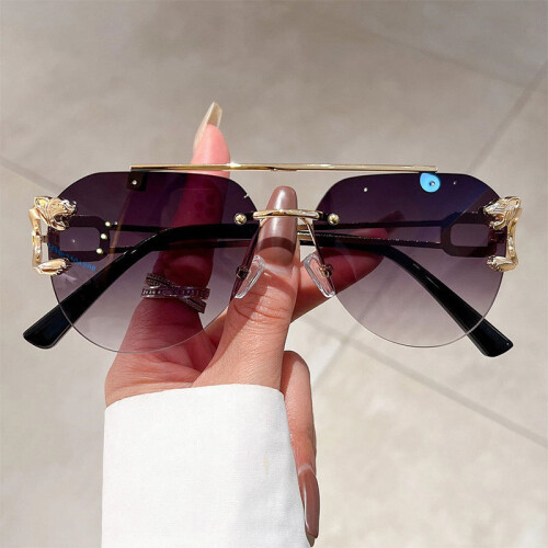 Gradient gray patch Luxury Sunglasses Women Brand Rimless Vintage Glasses Lunette Oversized Shades De Soleil Femme Gafas De Sol Mujer Lentes on OnBuy
