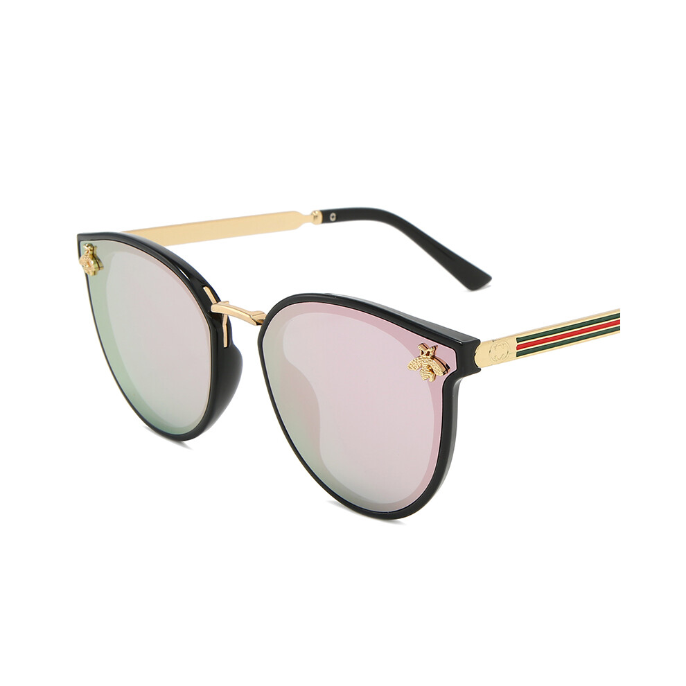 (Pink, Gold) 2024 luxury bee for women Sunglasses Men Square Brand Design Sun Glasses Oculos Retro male iron-image-OPC-PDZPFBT-NEW