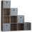 Vida Designs (Dark Wood, Grey) Durham 10 Cube Staircase Shelf Drawer + 5 Baskets 1