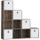 Vida Designs (Dark Wood, White) Durham 10 Cube Staircase Shelf Drawer + 5 Baskets 1