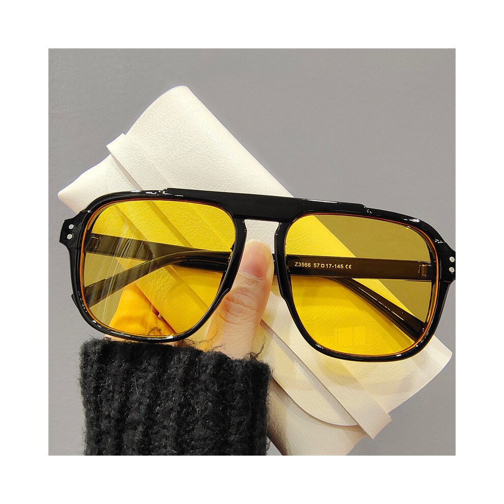 (Black-Yellow, Other) 2022 Oversize Frame Women Sunglasses Men Driving Cycling Sport Sun Glasses Vintage Brand Design New Shades Eyewear UV400