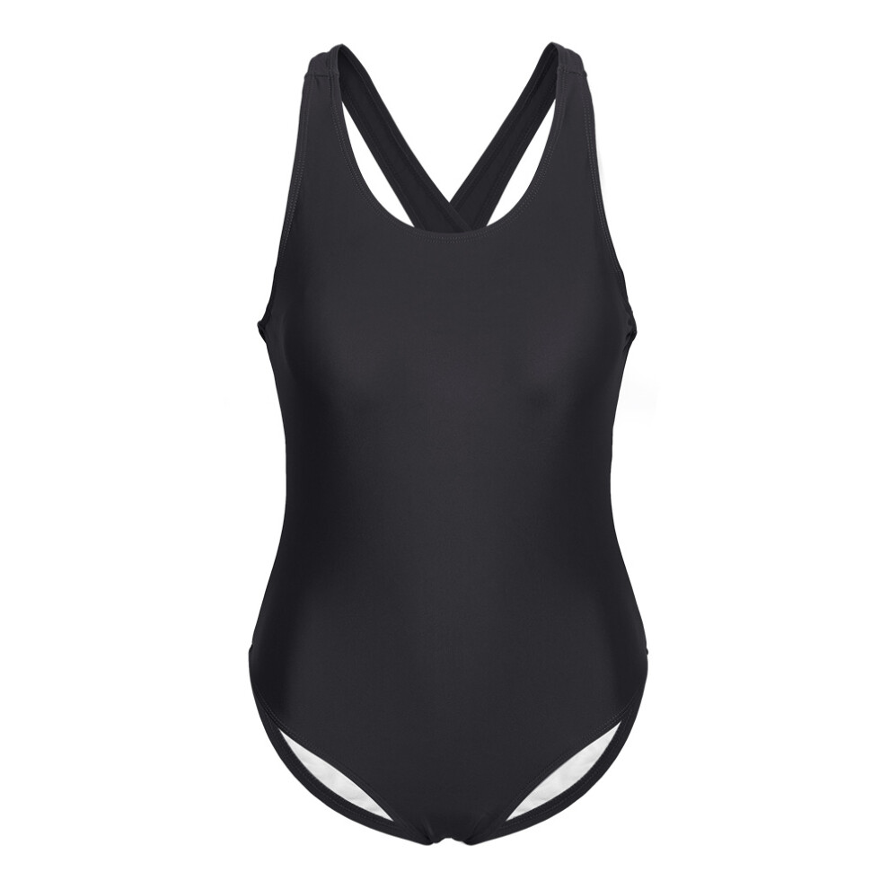 (Black, XL) Women One Piece U-Neckline Swimsuit-image-OPC-PDZPP89-NEW