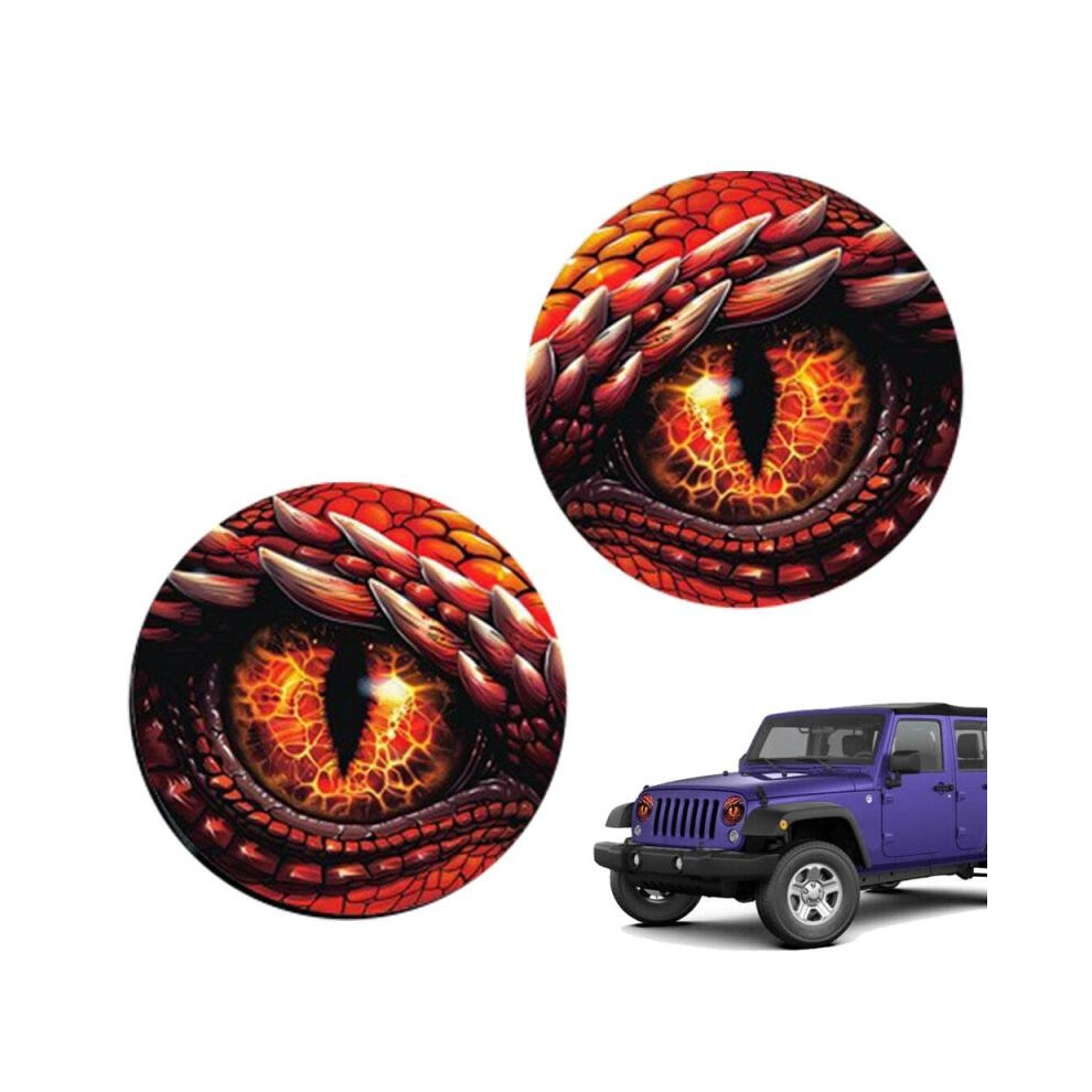 (Red) Round Headlight Decals 3D Stereo Beast Eye Weather Resistant Reflective Car Window Bumper Decoration Stickers Red 7322537715787