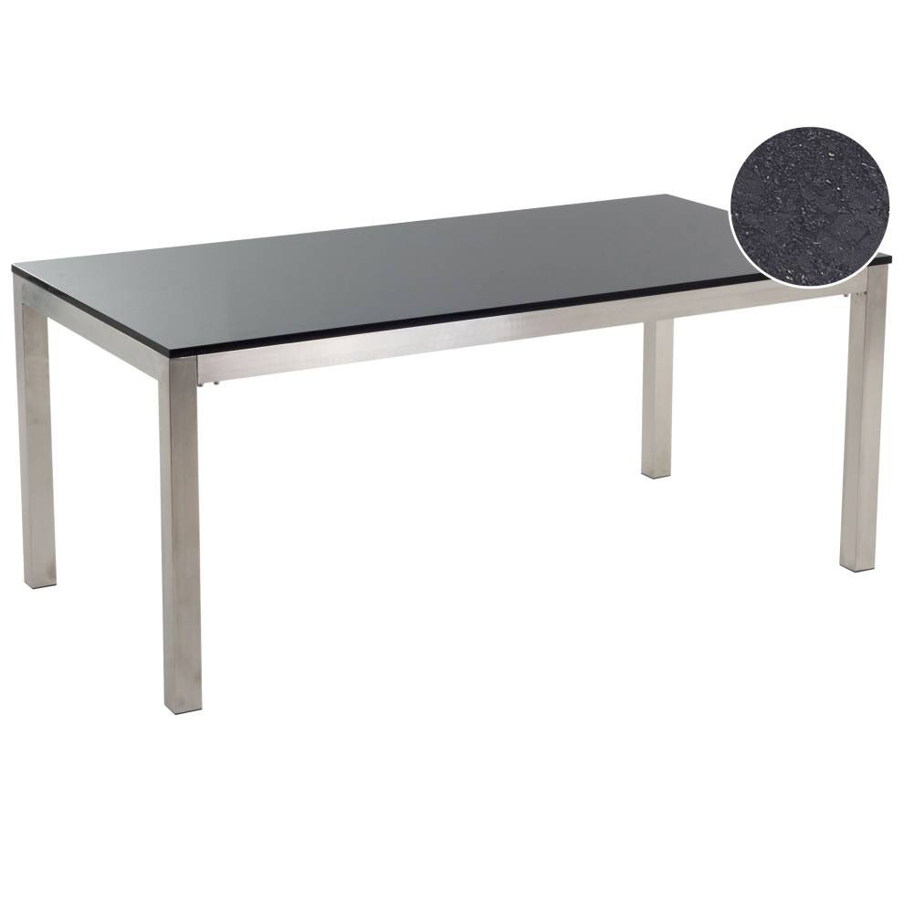Garden Dining Table GROSSETO 180 cm 90 cm Polished Granite Black