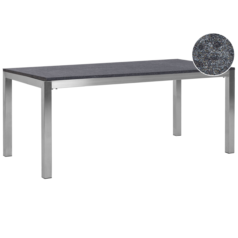Garden Dining Table GROSSETO 180 cm 90 cm Flamed Granite Graphite Grey