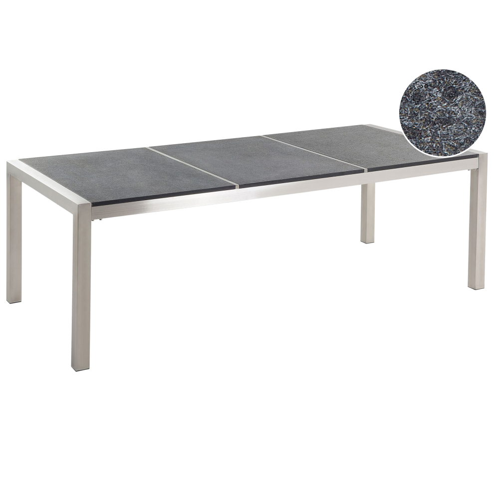 Garden Dining Table GROSSETO 220 cm 100 cm Flamed Granite Graphite Grey