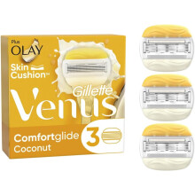 Gillette Venus ComfortGlide Coconut Razor Blades Women, Pack of 3 Razor Blade Refills with 2 Flexible Gel Bars with a Touch of Olay Moisture